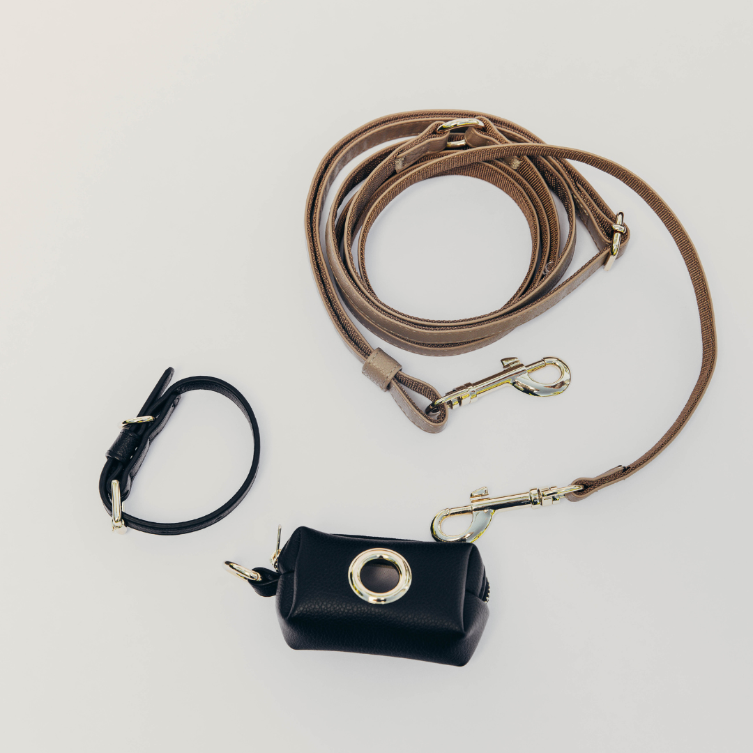 Bundle Beige Flex & Black accessories (shoulder leash + collar + poop bag)