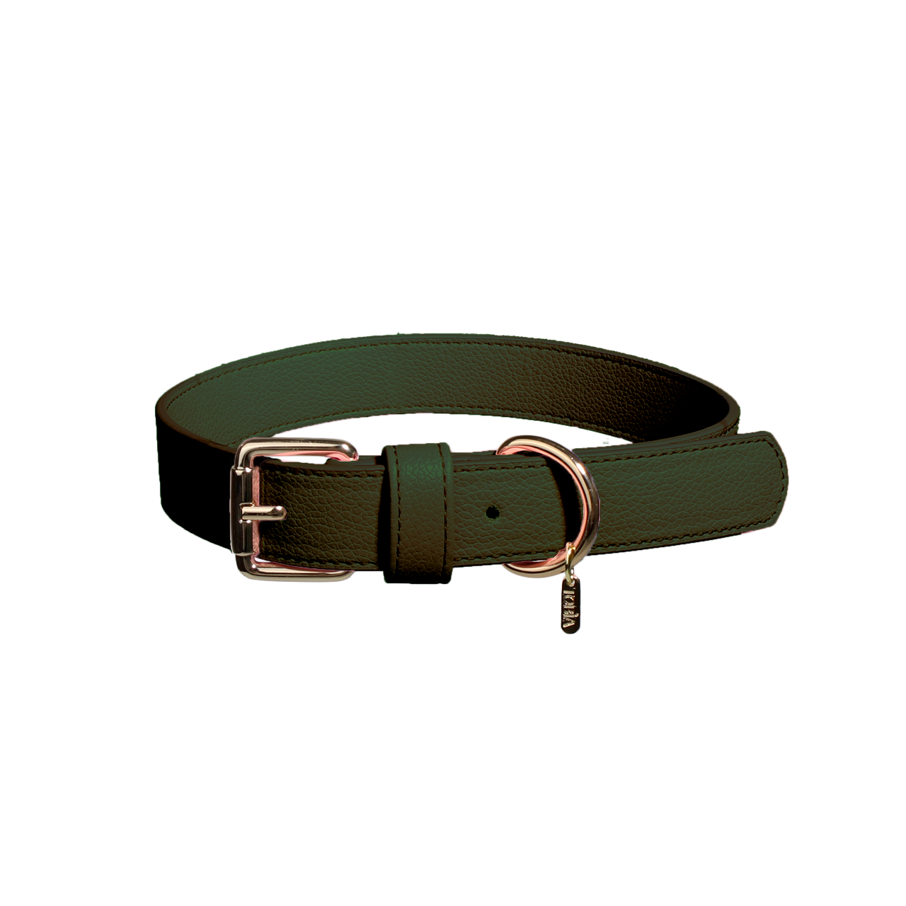 Green leather dog store collar